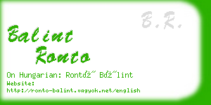 balint ronto business card